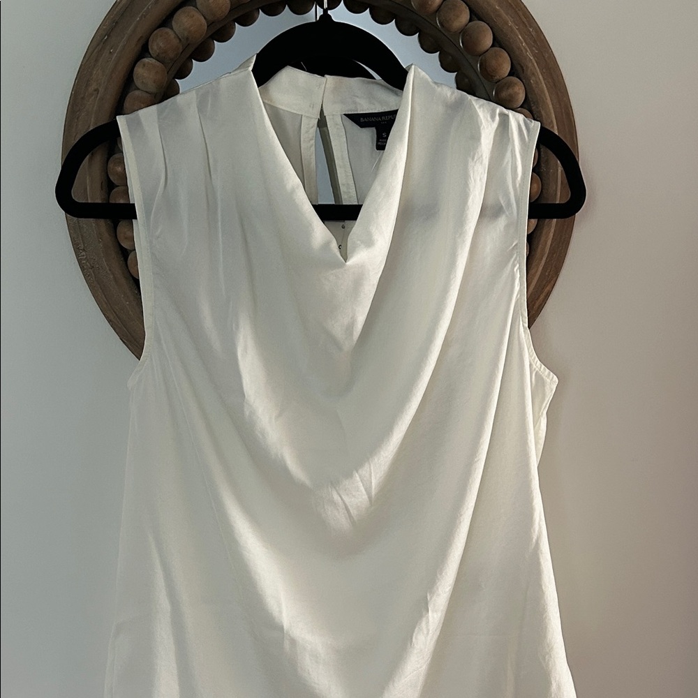 NWT Banana Republic Cowl Neck Sleeveless Blouse, White, Size Small
